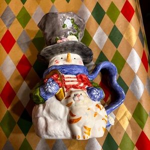Vintage Lefton Snowman Pitcher. Good Condition, w/1 Small Chip in Back of Hat.